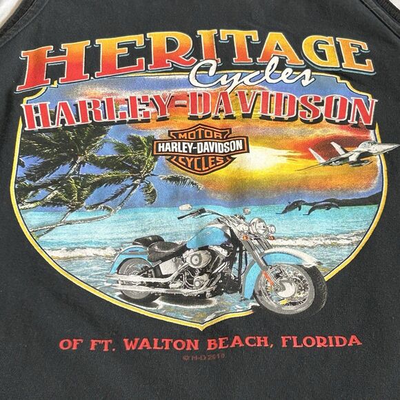 Harley Davidson Mens L Tank Top Y2K Heritage Fort Walton Beach 2010 Graphics - Picture 7 of 10